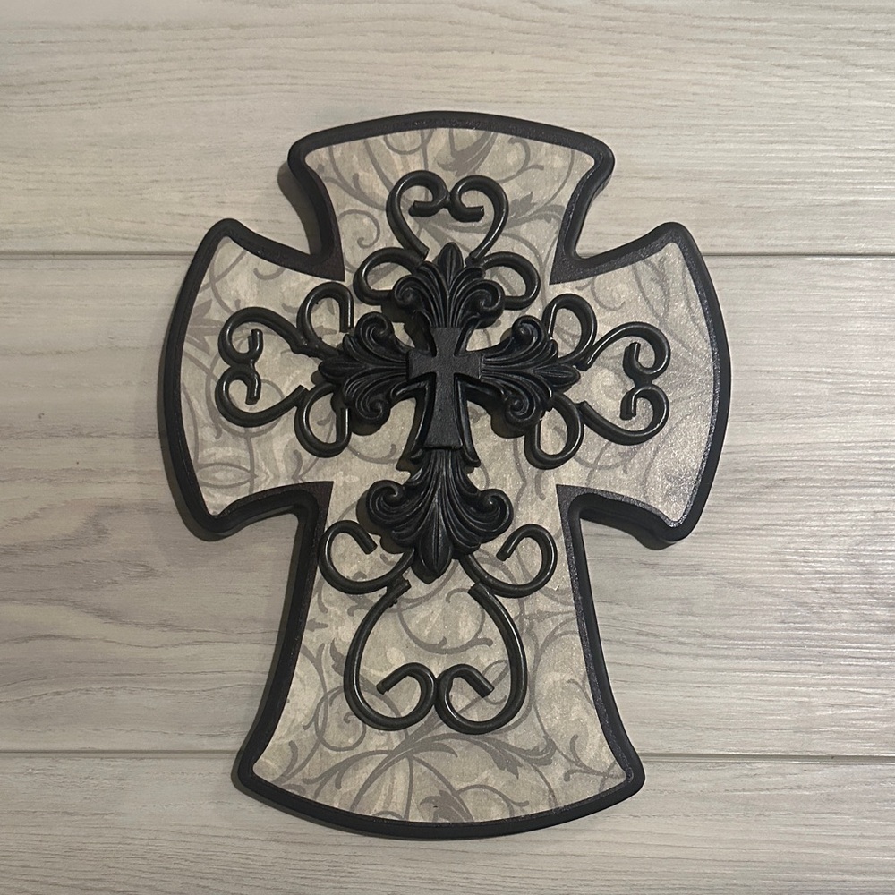 Elegant Brown and Cream Wall Cross Decor